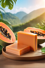 Photo natural Papaya soap with packaging