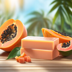 Photo natural Papaya soap with packaging