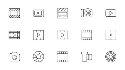 Clapperboard, Camera, and More in Film Day Icon Set