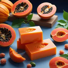 Photo natural Papaya soap with packaging