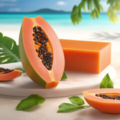 Photo natural Papaya soap with packaging