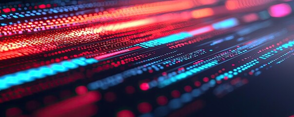 Self-paced learning online concept. Vibrant digital lines illustrating connectivity and data flow in a virtual landscape.