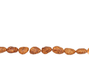 Presentation Background - Line of Roasted Sugar Almonds on White Background