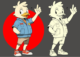 trendy duck in blue outfit