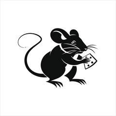 Vector illustration of a cheerful mouse playing with cheese 3