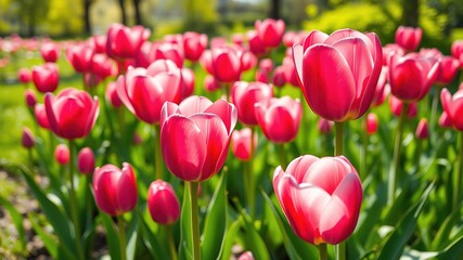 Blooming Tulips in Spring Park - Stunning Spring Flowers