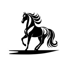 Horse in Full Gallop.Silhouette Horse Illustration.Horse silhouette isolated on white
