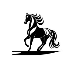 Horse in Full Gallop.Silhouette Horse Illustration.Horse silhouette isolated on white