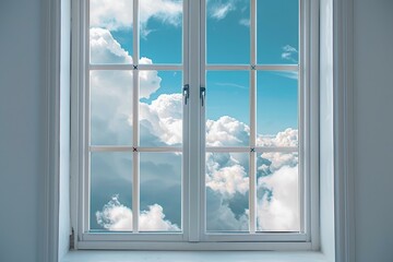 Window overlooking a beautiful cloudscape, perfect for travel and freedom concepts
