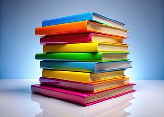 Colorful Book Stack, Isolated, AI Art