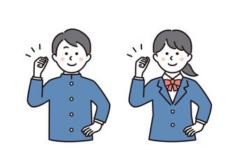 ガッツポーズをする学生の男女