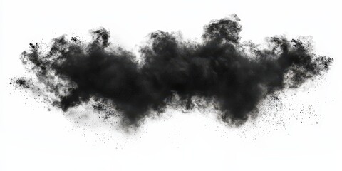 Abstract black smoke cloud forms a dark explosion. Dark particles and texture create an artful scene. Dynamic and mysterious, perfect for dramatic background use intense impact.