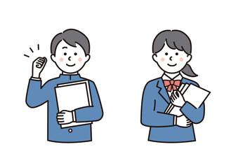 ノートを持つ学生の男女