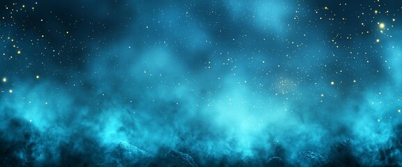 Fototapeta premium Blue Nebula with Glowing Stars.