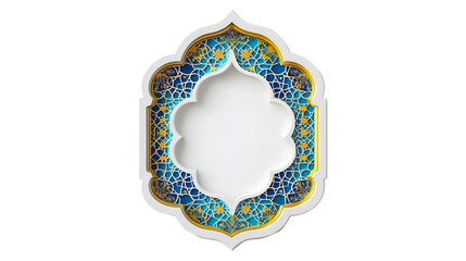 Eid Mubarak greeting card, Islamic geometric pattern, ornate frame, elegant decorative design with transparent background