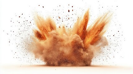 Dynamic explosion with powerful blast. Fierce impact with forceful energy. Dramatic destruction, particles and debris. Intense action, abstract style, suitable for impactful visual design.