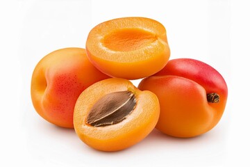Apricot fruits isolated on white background with clipping path and full depth of field