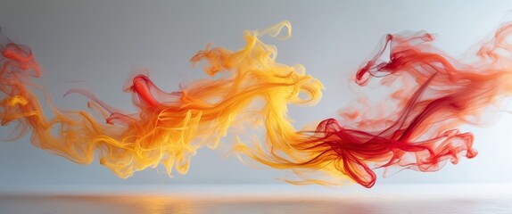 Dynamic swirl of smoke and fire with intense color interplay