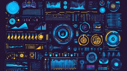 Futuristic Digital Interface Displays Data Graphics