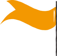 Illustration of a hand-drawn orange flag with a black pole on a white background, perfect for banners or graphic design.