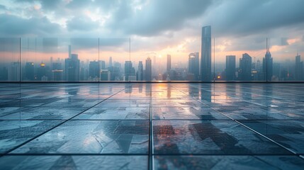 Futuristic Urban Redevelopment Initiative. Aerial perspective showcasing futuristic style with metallic pavement and sleek tones in high definition.