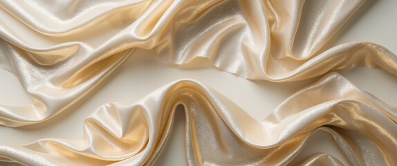 Obraz premium Shimmering golden fabric waves with elegant textured folds.