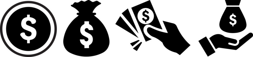 Money and payment related line icon set. Funds and savings vector icon collection. Income and profit linear icons.