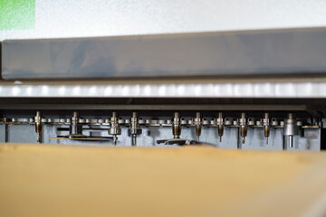 Milling cutters on a woodworking machine with CNC in a carpentry workshop. Furniture manufacturing...