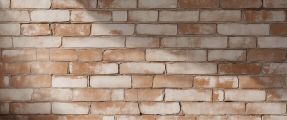Obraz premium Weathered brown brick wall texture for backgrounds and design with ample space for text or graphic overlays