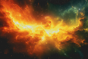 Naklejka premium red green, and yellow ideology disintegrates in a spectacular galactic explosion.