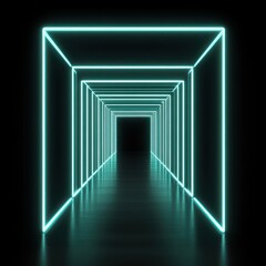 Obraz premium Neon light tunnel frame lights perspective futuristic