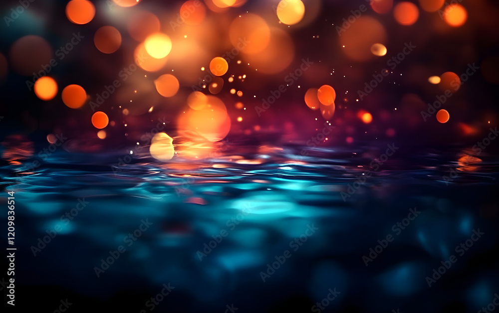 Poster a dark abstract background with a colorful bokeh effect and a subtle ripple effect.