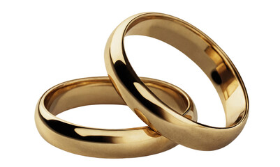 Two golden wedding rings cut out. Based on Generative AI
