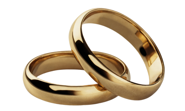 Two golden wedding rings cut out. Based on Generative AI
