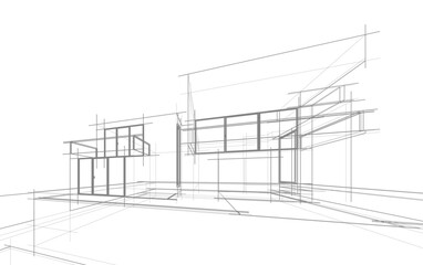 architectural sketch of a house