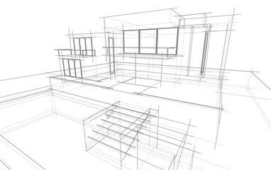 architectural sketch of a house