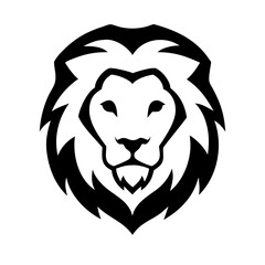 Obraz premium A dynamic and powerful lion face icon representing courage and dominance, suitable for various design purposes.