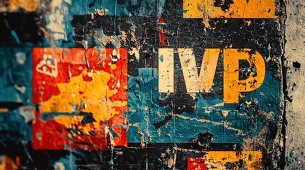 Fototapeta premium Urban Decay: IVP Graffiti Art on Weathered Wall