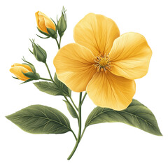 Vibrant yellow hibiscus flower isolated on transparent background