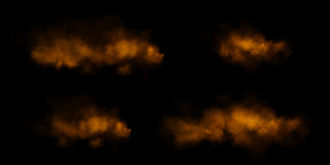 Fog or smoke, orange smog cloud on floor, isolated transparent special effect. Vector illustration, morning fog over land or water surface, magic haze.  © andreu1990