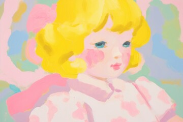 Fototapeta premium Little girl painting art portrait