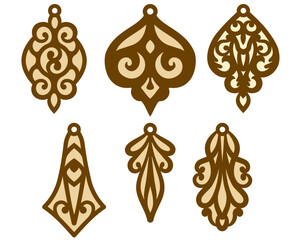 Earrings SVG Template Set, Double Layer Vector Earrings, Laser Cut Files, Bijouterie Design. Templates for laser and other cutting machines