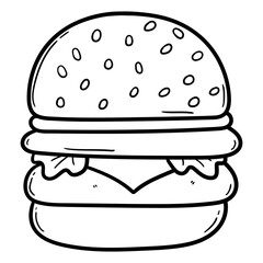 Hand drawn doodle hamburger on white background.