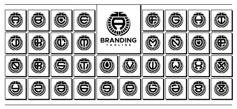 Luxury sun shield initial letter A-Z logo bundle