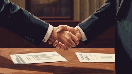 Business handshake between two individuals symbolizing agreement and partnership after successful negotiations