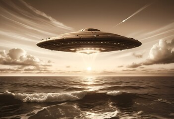 Obraz premium ufo flying over the sea
