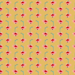 Vector seamless pattern, background, design, cherry print. Pixel art