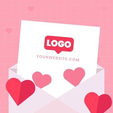 Valentine Love Letter in Envelope with Sales Promotion 