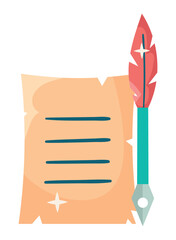 vintage parchment sheet and feather