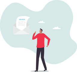 Job offer or job opportunity to be promoted or new position for higher salary, employment and recruitment, human resources .business concept.flat character.